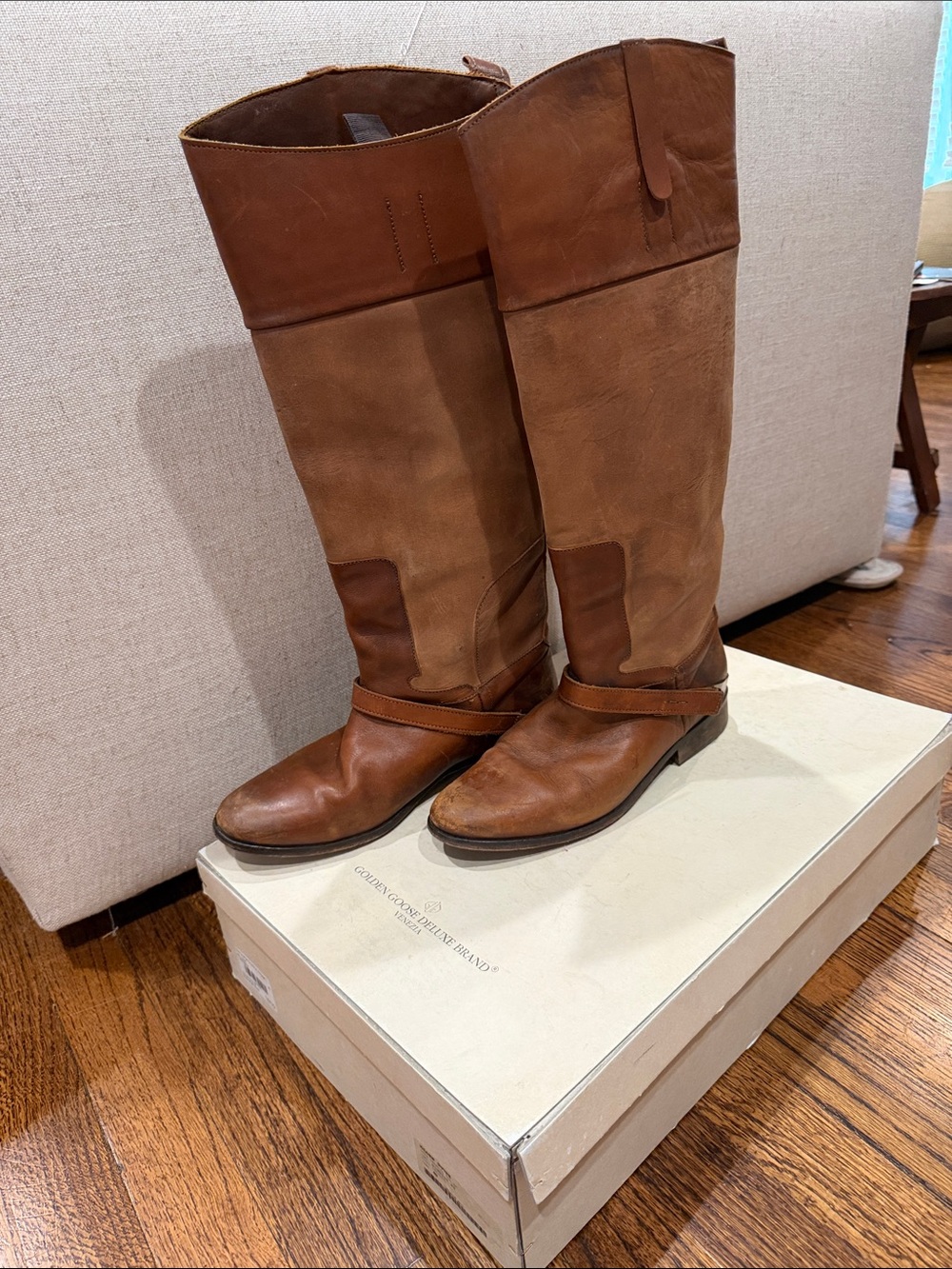 Golden Goose Tall Brown Leather Moto Boots